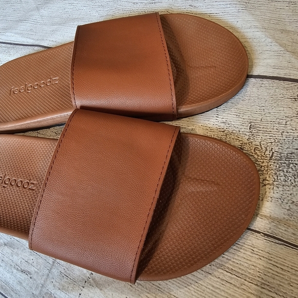 Feelgoodz Size Large Women's Burnt Orange Comfort Slides Casual House Shoes - Picture 2 of 7